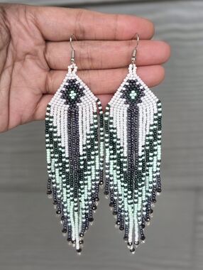 Moss Boho Earrings Beaded Handmade Southwestern Jewelry Boheme